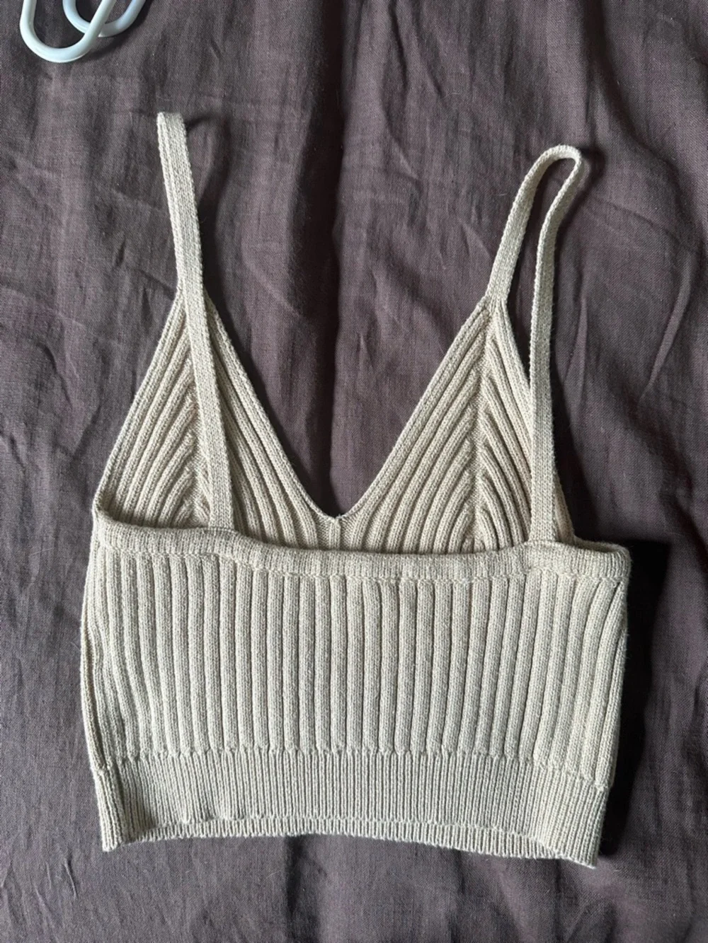 iris Cream Ribbed Knit Crop Tank - Picture 2 of 4
